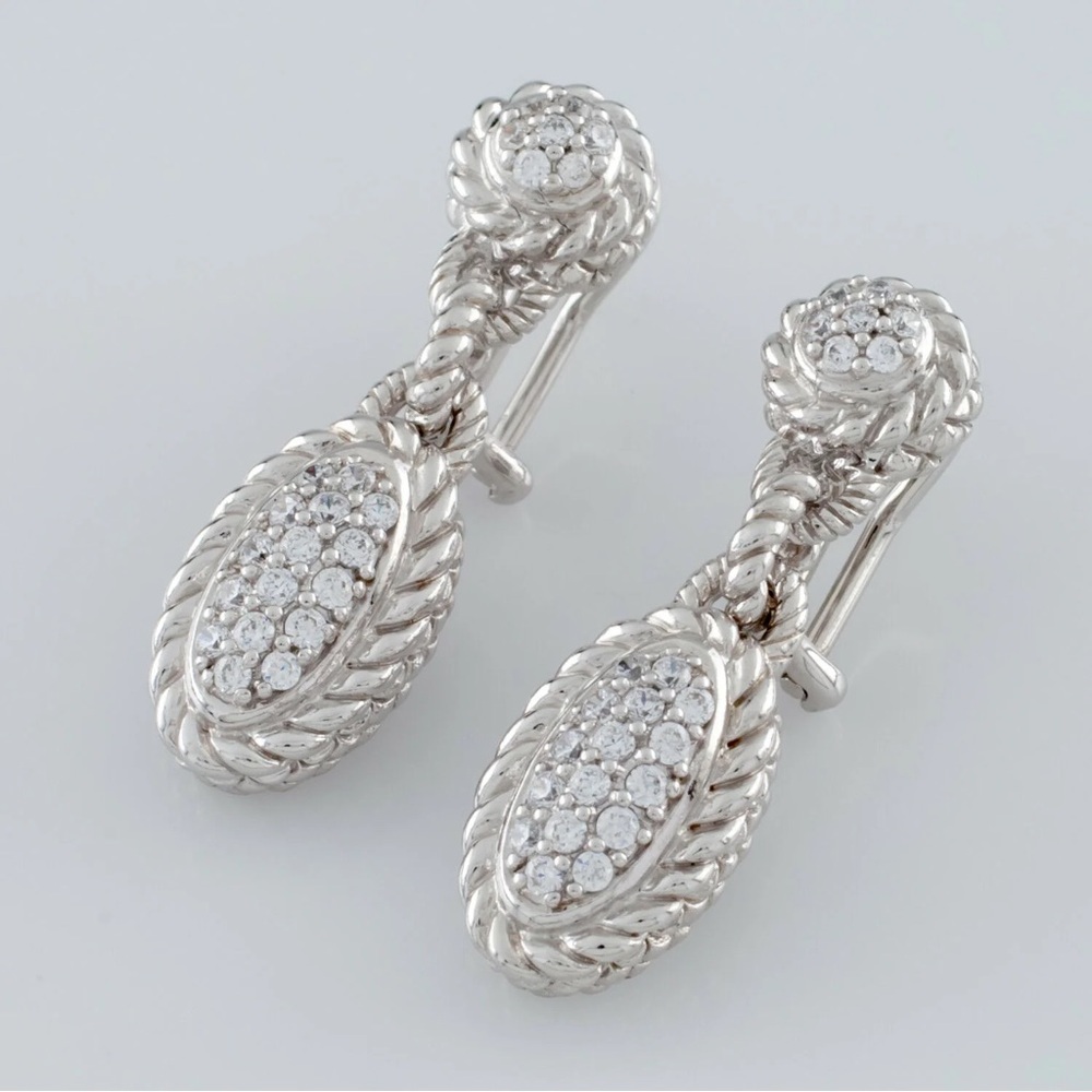 Judith Ripka Sterling Silver & CZ Dangle Earrings with Omega Backs